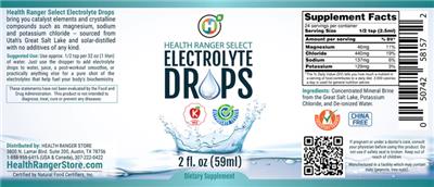 Electrolyte Drops label
