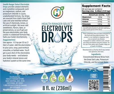 Electrolyte Drops label