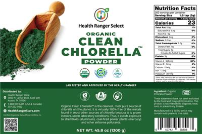 Organic Clean Chlorella Powder label