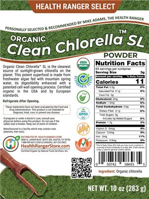 Organic Clean Clorella SL label