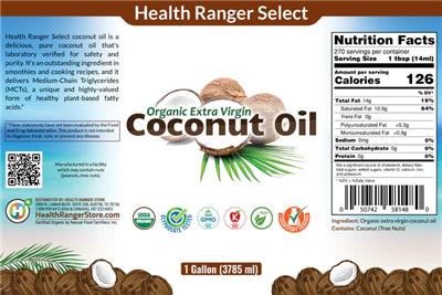 Organic Extra Virgin Coconut Oil label