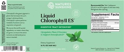Liquid Chlorophyll ES Natural Mint Flavor label
