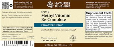 Liquid Methyl Vitamin B12 Complete label