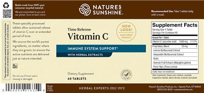 Time Release Vitamin C label