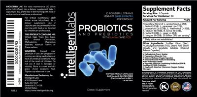 Probiotics and Prebiotics label