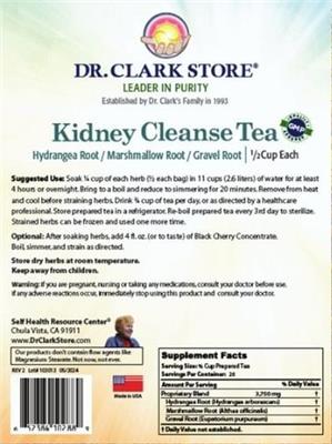 Kidney Cleanse Tea label