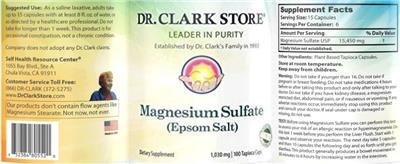 Magnesium Sulfate (Epsom Salt) 1,030 mg label