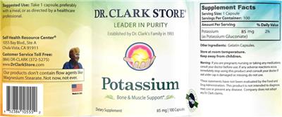 Potassium 85 mg label