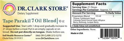 Tape Parakil 7 Oil Blend label