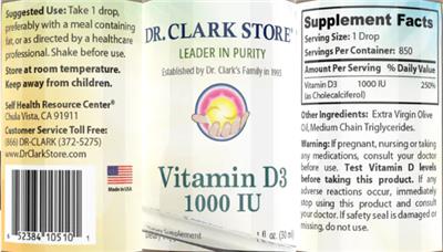 Vitamin D3 1000 IU label