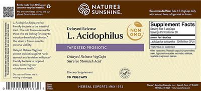 Delayed Release L. Acidophilus label