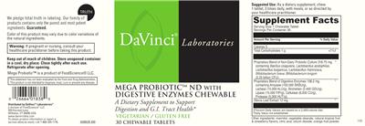 Mega Probiotic ND with Digestive Enzymes Chewable label