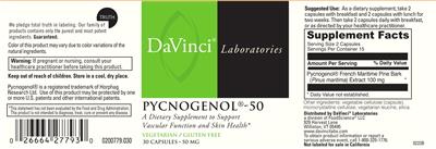 Pycnogenol-50 50 mg label