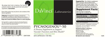 Pycnogenol-50 50 mg label