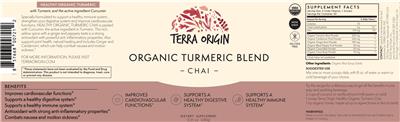 Organic Turmeric Blend Chai label