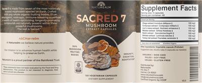 Sacred 7 Mushroom Extract Capsules label