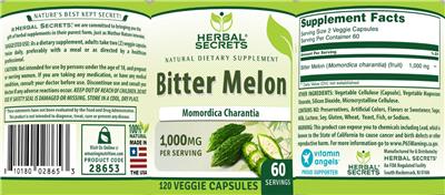 Bitter Melon 1,000 mg label