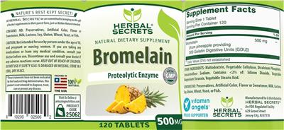 Bromelain 500 mg label