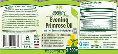 Evening Primrose Oil 1,300 mg label
