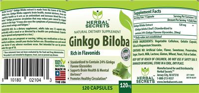 Ginkgo Biloba 120 mg label