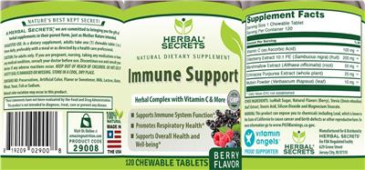 Immune Support Berry Flavor label