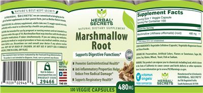 Marshmallow Root 480 mg label