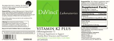 Vitamin K2 Plus label