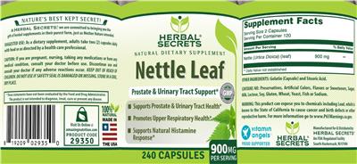 Nettle Leaf 900 mg label