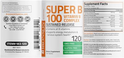 Super B 100 Vitamin B Complex Sustained Release label