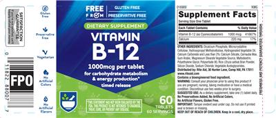 Vitamin B-12 1000 mcg label