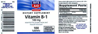 Vitamin B-1 100 mg label