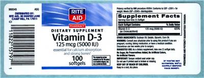 Vitamin D-3 125 mcg (5000 IU) label