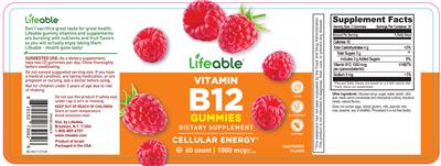 Vitamin B12 Raspberry Flavor label