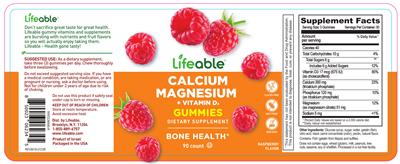 Calcium Magnesium + Vitamin D3 Raspberry Flavor label