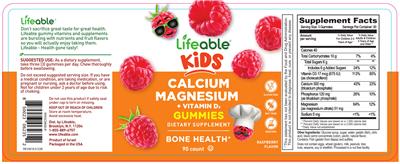 Calcium Magnesium + Vitamin D3 Raspberry Flavor label