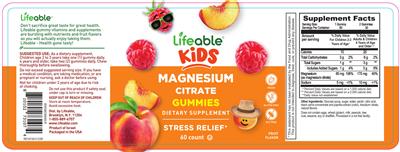 Magnesium Citrate Gummies Fruit Flavor label
