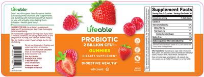 Probiotic 2 Billion CFU Gummies Berry Flavor label