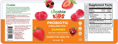 Probiotic 2 Billion CFU Gummies Berry Flavor label