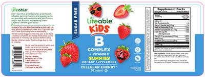 B Complex + Vitamin C Gummies Strawberry Flavor label