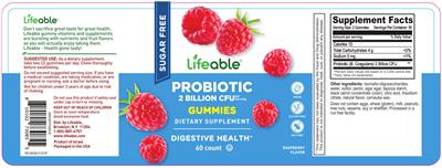 Probiotic 2 Billion CFU Raspberry Flavor label