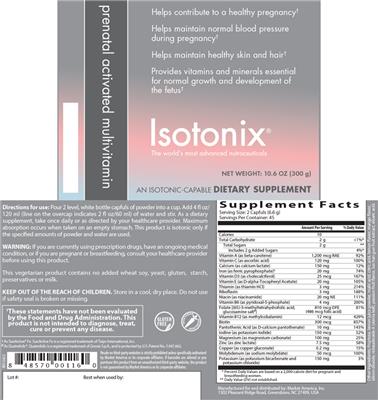 Prenatal Activated Multivitamin label