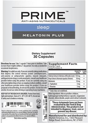 Melatonin Plus label