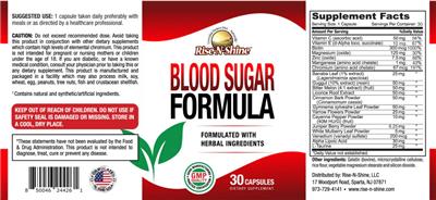Blood Sugar Formula label