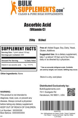 Ascorbic Acid (Vitamin C) label