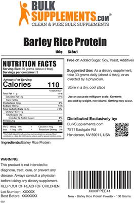 Barley Rice Protein label