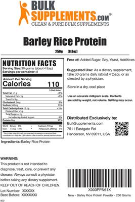 Barley Rice Protein label