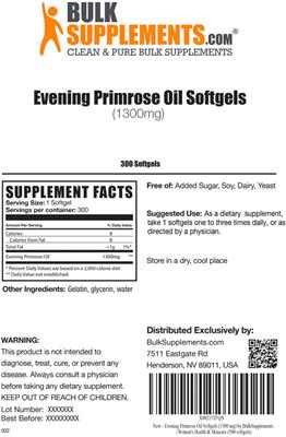 Evening Primrose Oil Softgels (1300 mg) label