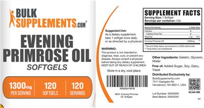 Evening Primrose Oil 1300 mg Softgels label