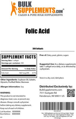 Folic Acid label