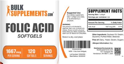 Folic Acid Softgels 1667 mcg label